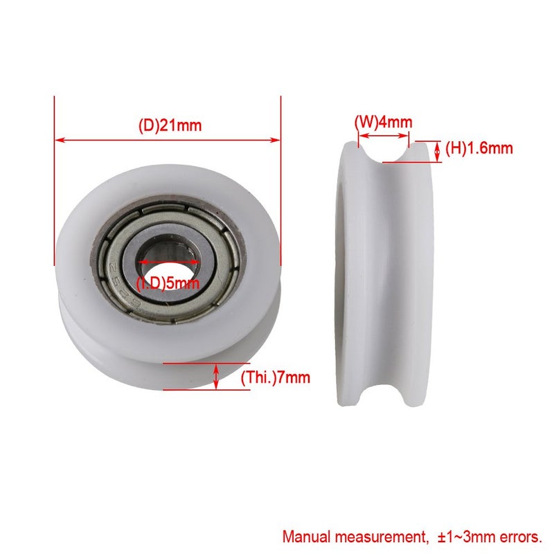 CNBTR U-Groove Pulley Wheel with Steel Bearing 4mm Width 1.6mm Depth for Max-Load 67kg Pack of 4 - Image 4